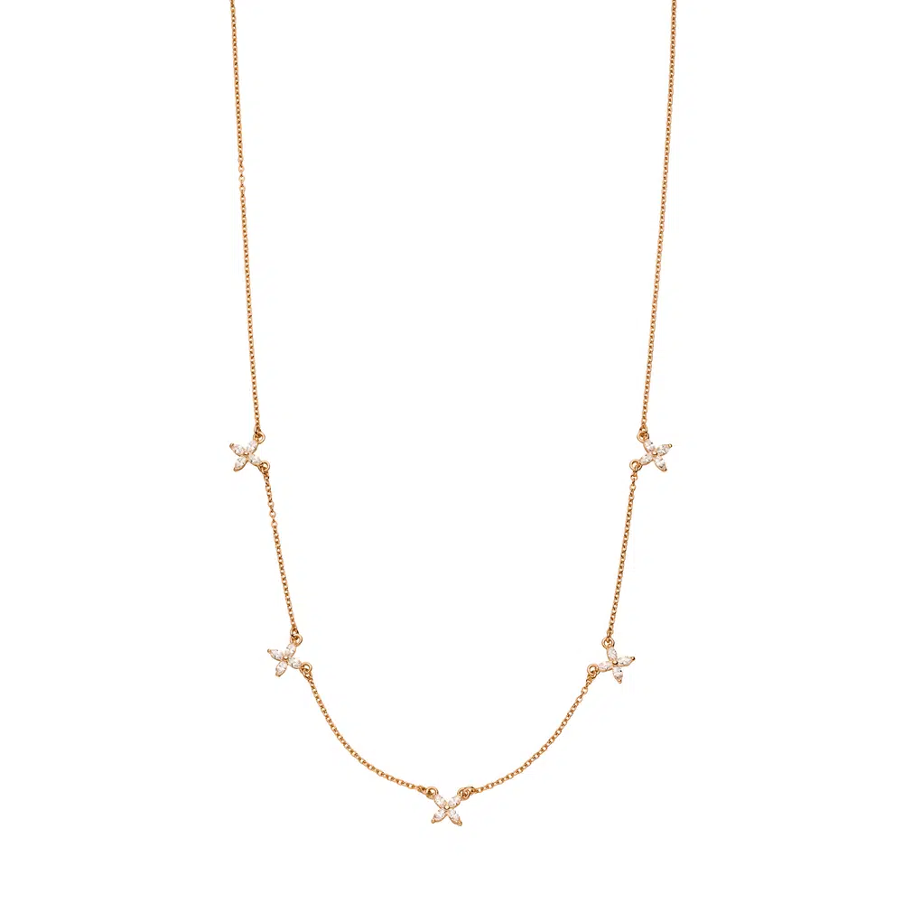 Leaf Halskette “Flower Charms” Rosegold vergoldet