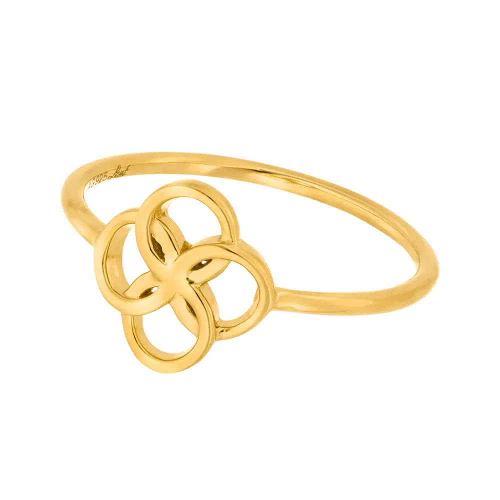 Leaf Ring “Clover Charm”, Gelbgold Vergoldet