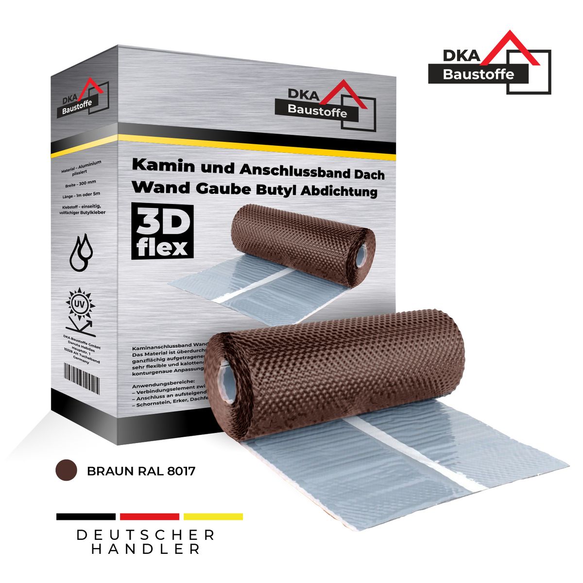 Wandanschlussband Kaminanschlussband Kaminband Dachrolle 3D STRUKTUR ALUMINIUM ! – Bild 3