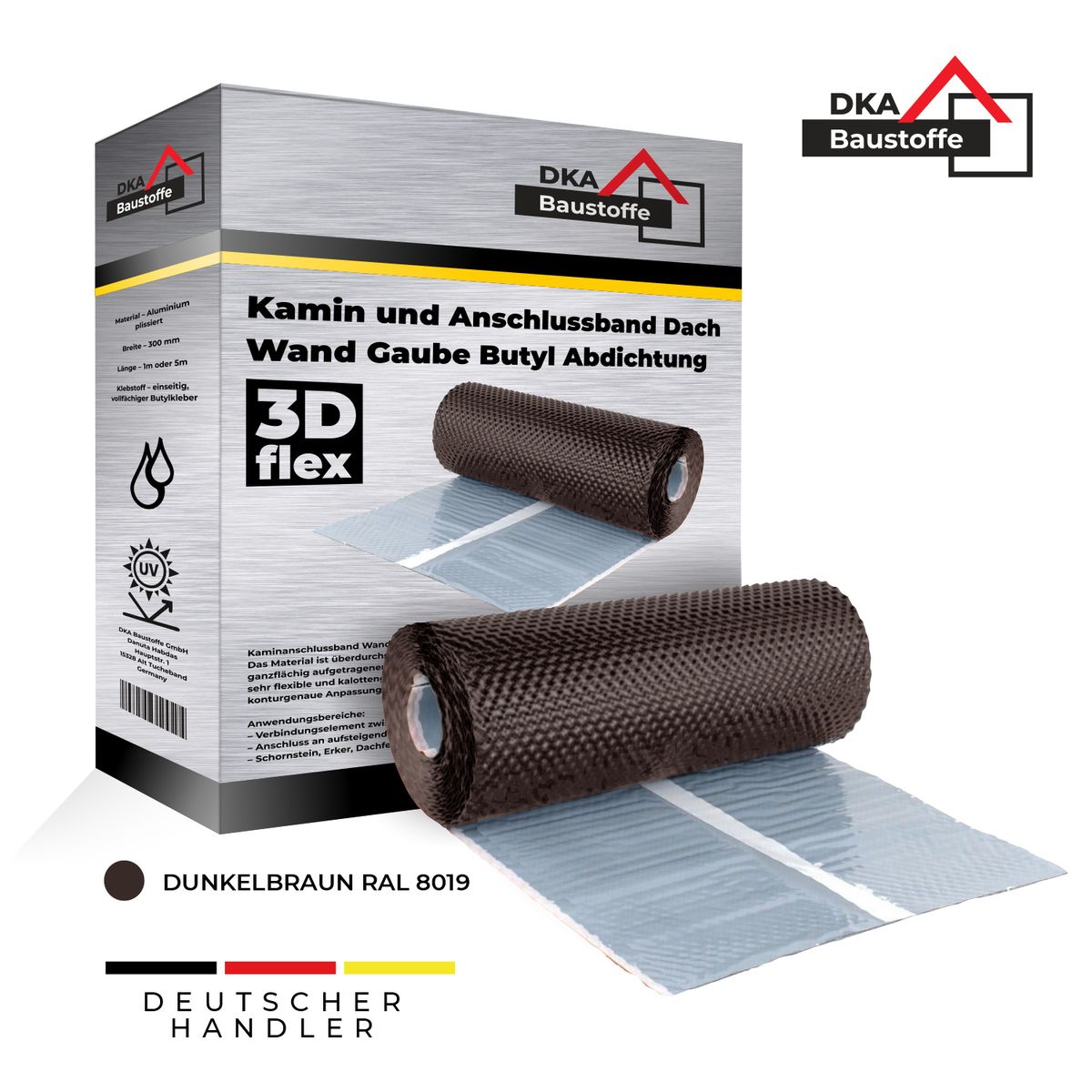 Wandanschlussband Kaminanschlussband Kaminband Dachrolle 3D STRUKTUR ALUMINIUM ! – Bild 4