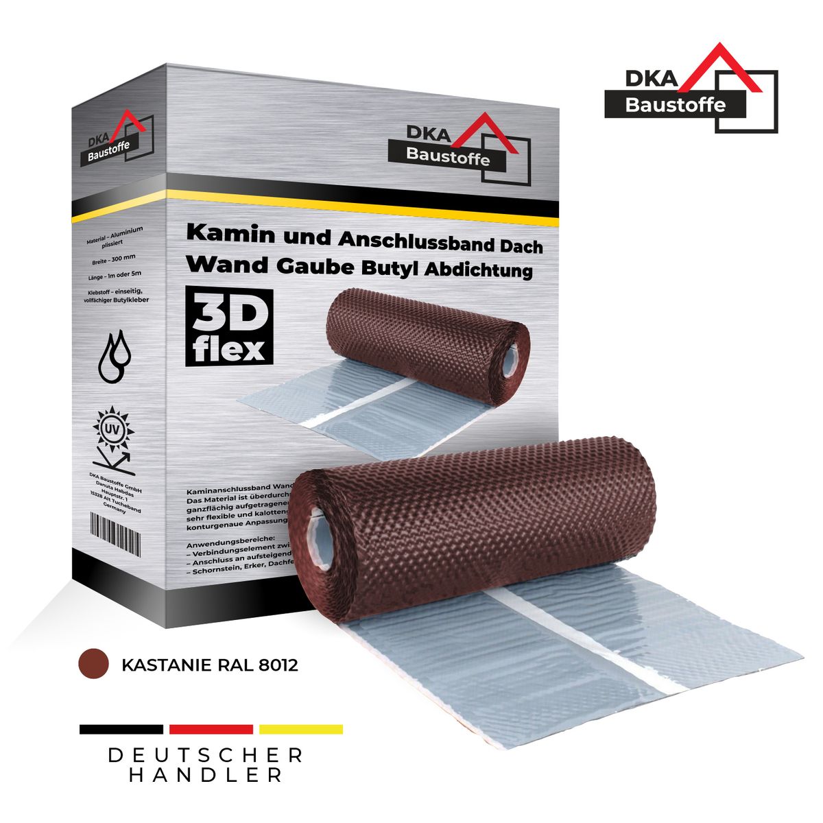 Wandanschlussband Kaminanschlussband Kaminband Dachrolle 3D STRUKTUR ALUMINIUM ! – Bild 5