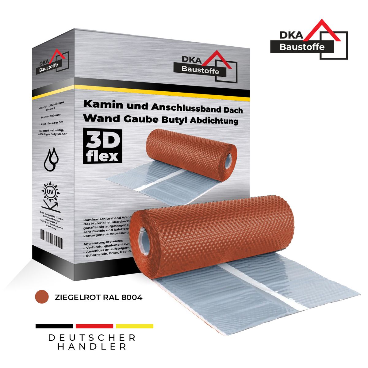 Wandanschlussband Kaminanschlussband Kaminband Dachrolle 3D STRUKTUR ALUMINIUM ! – Bild 8