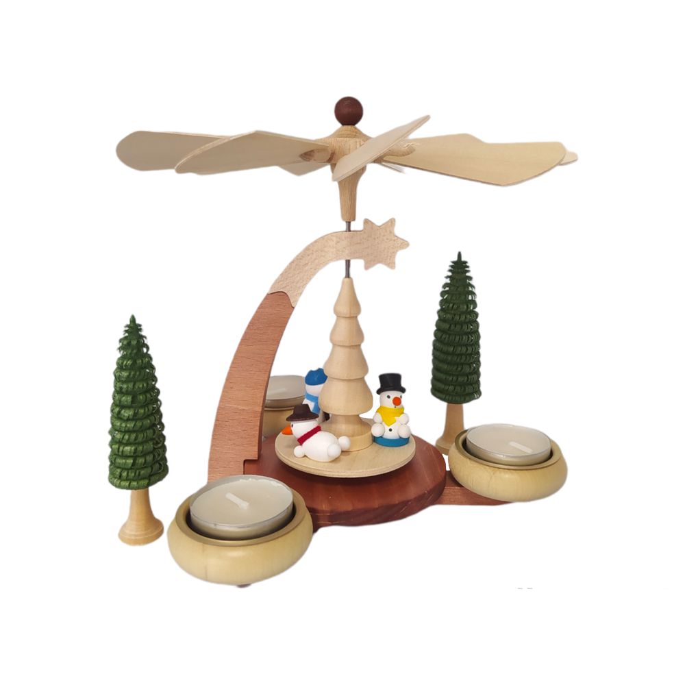 Design Teelichtpyramide Schneemänner – Bild 3