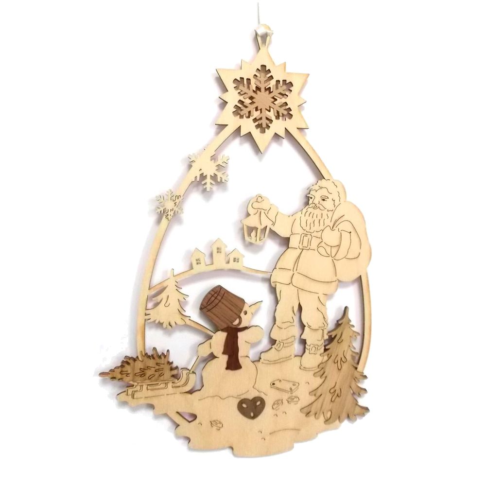 Fensterbild Weihnachtsmann mit Schneemann – Bild 2