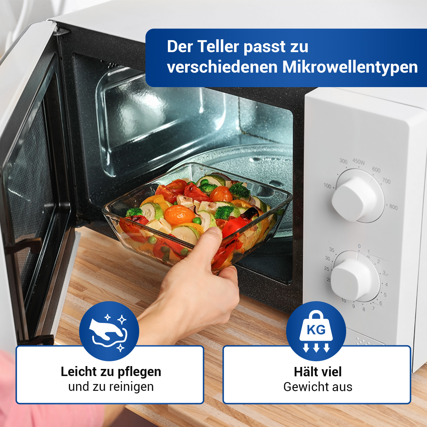 Mikrowellenteller Glasteller 270 mm mit 3 Noppen für Mikrowelle – Bild 5