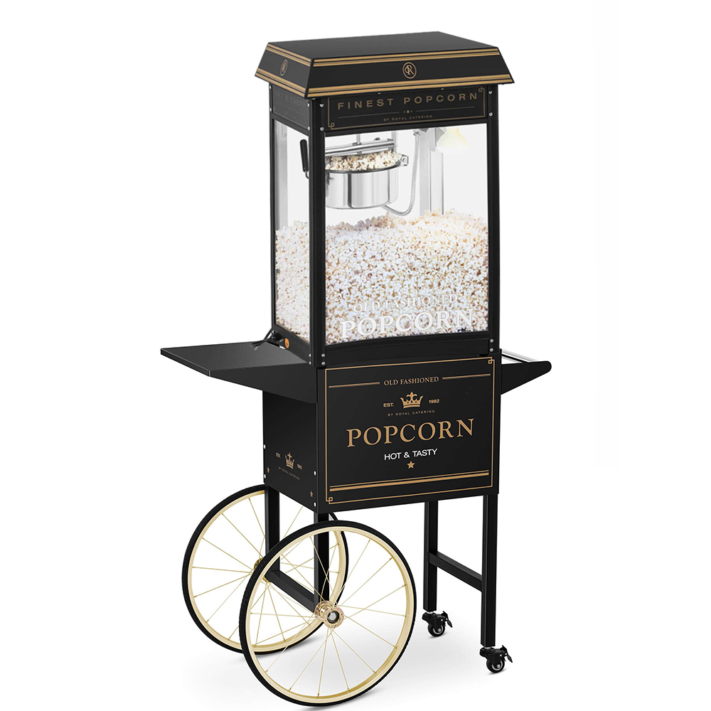 Popcornmaschine mit Wagen – schwarz