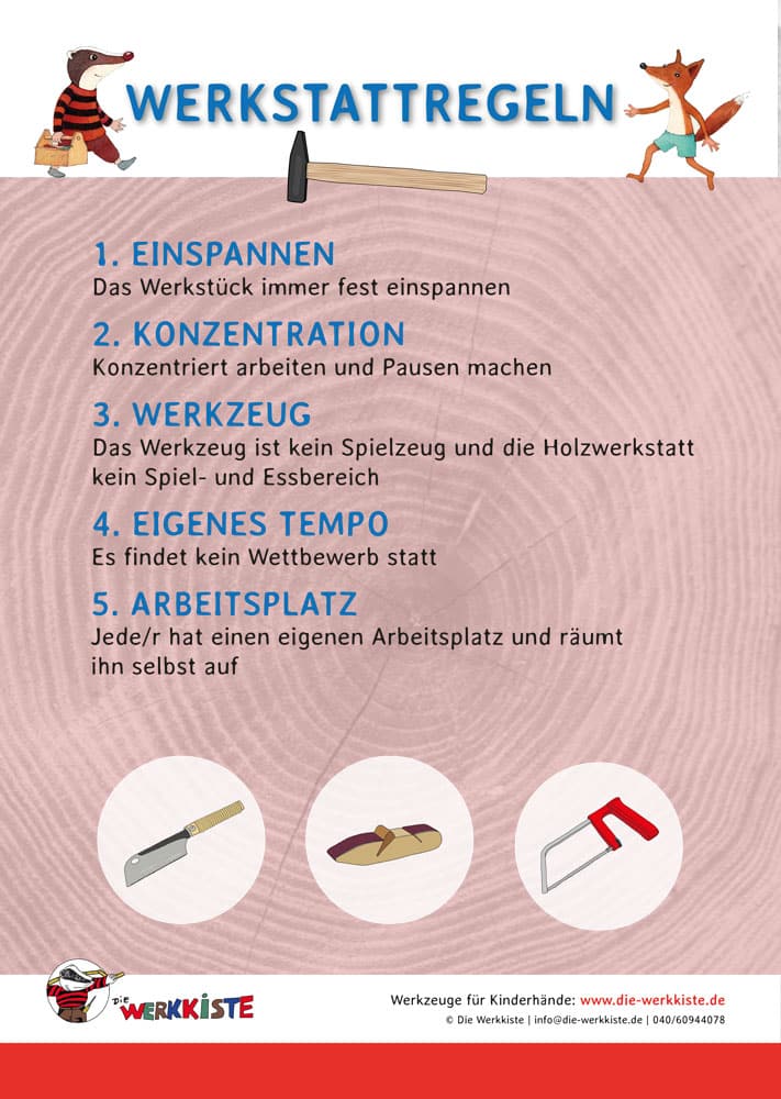 Laminierte Werkstattregeln-Poster für Kinder (DIN A3) – Bild 2