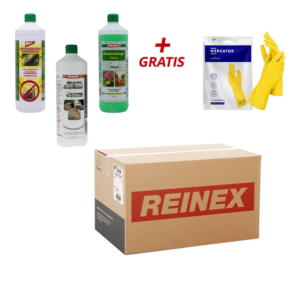Kombideal REINEX 1 Anti-Schnecken 1 Blumendünger 1 ALGEN-FREI + 1 Paar Mercator Yellow – Bild 3