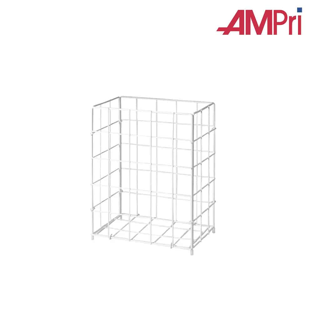 AMPri Sammelkorb groß – Drahtgeflecht weiß – 400x 250x 620 mm, 62 Liter